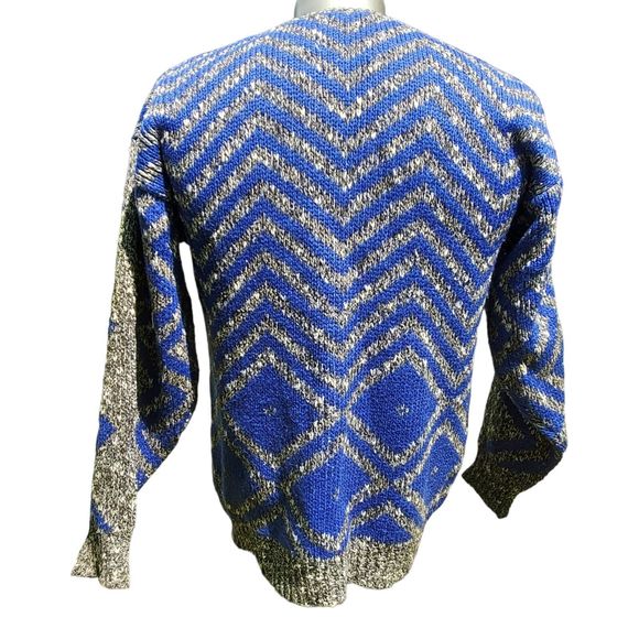 Vintage DD Sloane Grandpa Sweater Cosby Pullover Ed Bassmaster Blue Gray Men's M - Picture 3 of 12